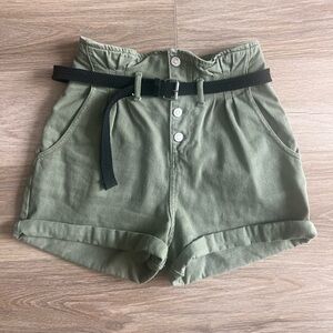 Zara high waisted belted buttoned short